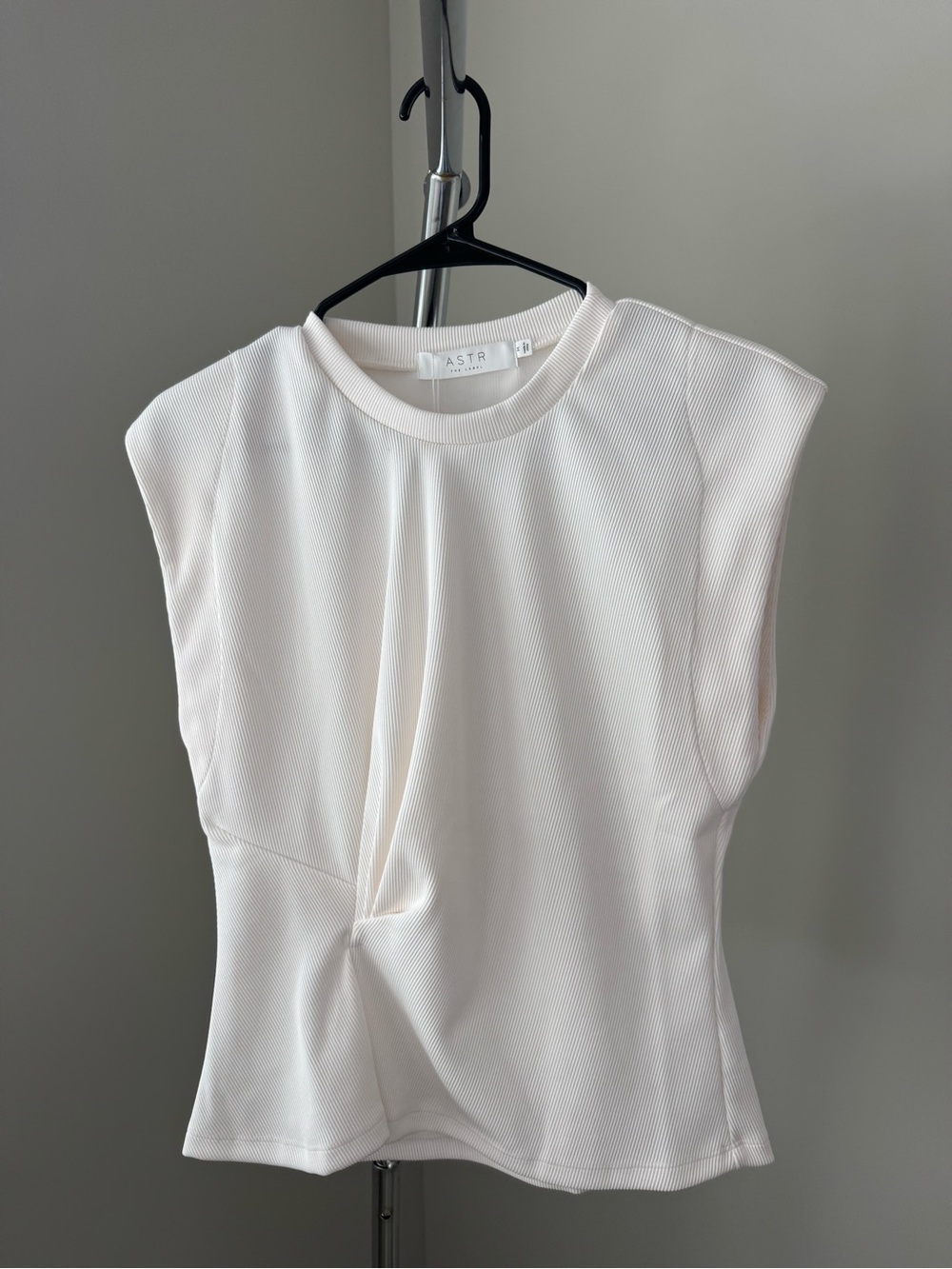ASTR the Label Cream Twist Front Ribbed Blouse